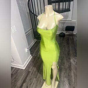 Custom Made Lime Green Halter Dress